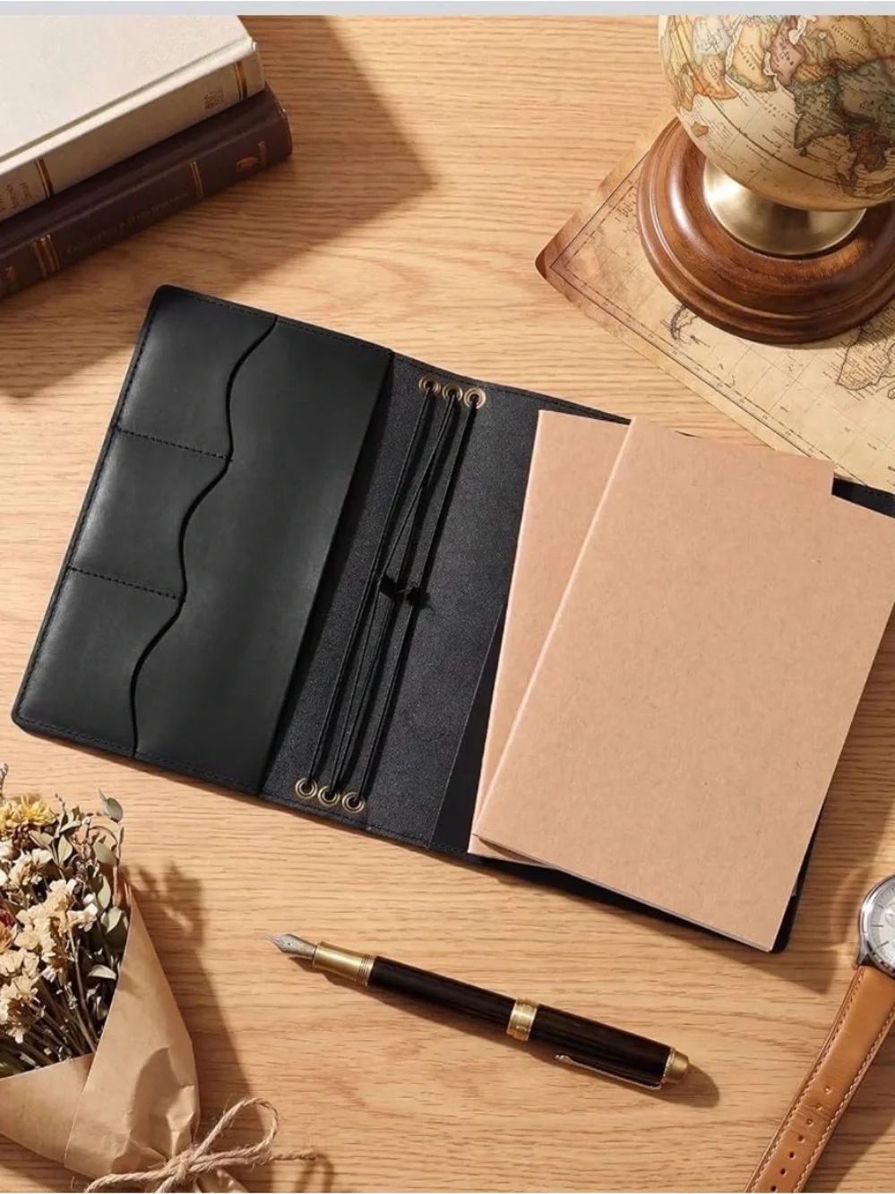 4 Pcs A5 Leather Travelers Journal Notebook Cover Set Genuine Leather